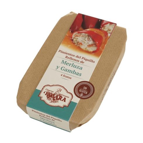 Pimientos del piquillo con merluza y gambas 250g