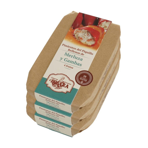 Pimientos del piquillo con merluza y gambas 250g